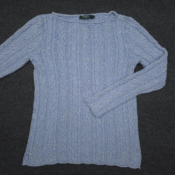 Lauren Ralph Lauren Womens Large Cable Knit Sweater Coastal Coho Classic Preppy - Picture 1 of 6